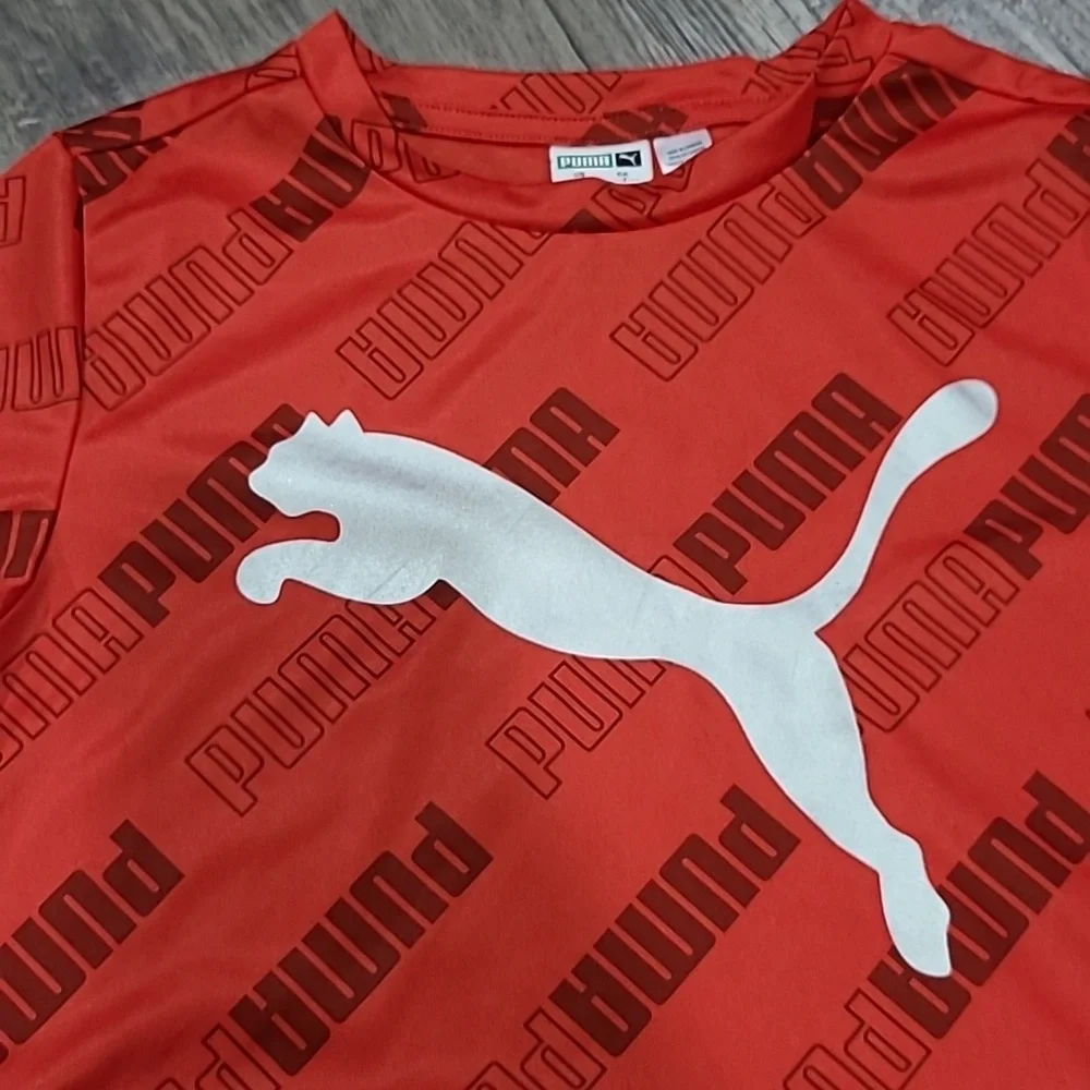 Puma Logo T-Shirt with Matching Shorts Size 7 - Picture 3 of 7